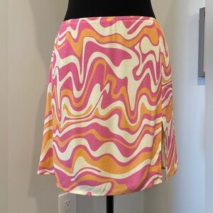 Never Worn! Aritzia Sundeh Psychedelic Mini Skirt with Slit